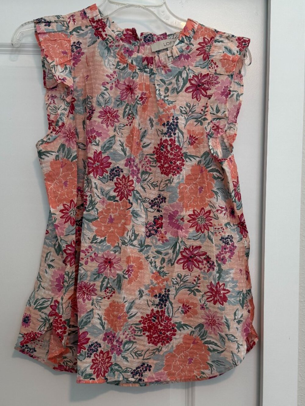 LOFT Pink Floral Tank Top Medium Good Condition